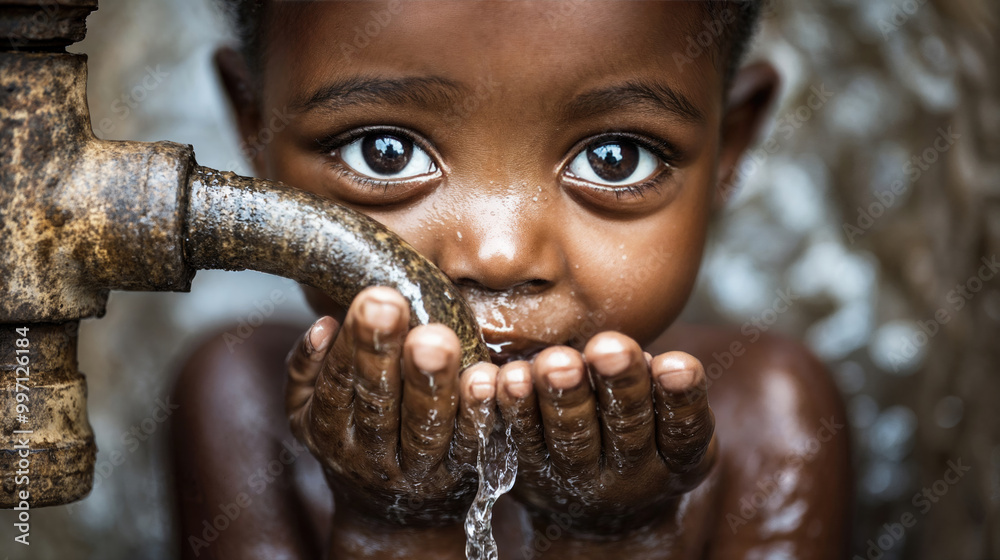 A child drinking water
